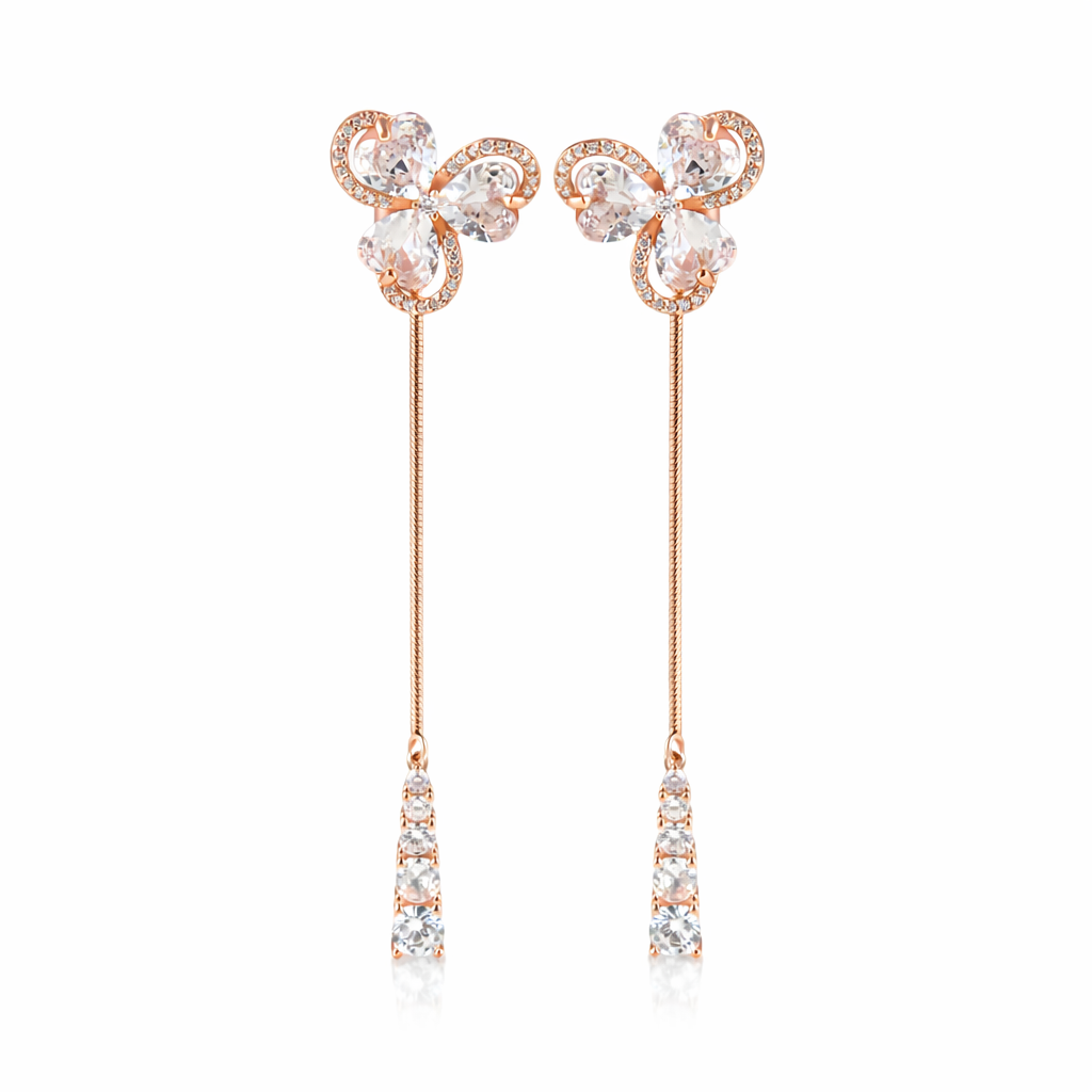 925 Sterling Floral Earrings : TRETL0044Rose