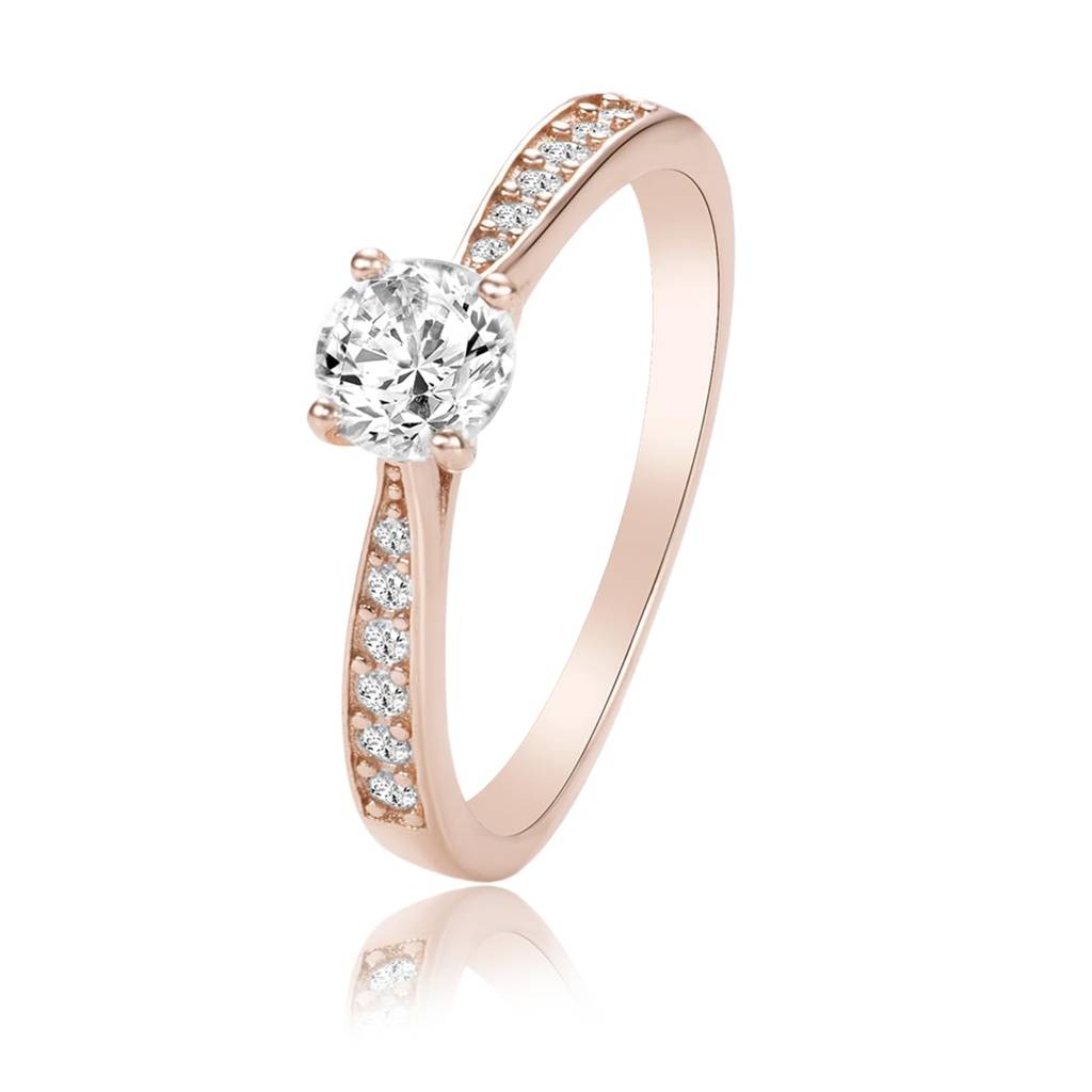 Rose Gold Plated 925 Sterling Silver Cz & Crystal Studded Finger Ring Fine Jewellery Gift For Women : PR5868C-7