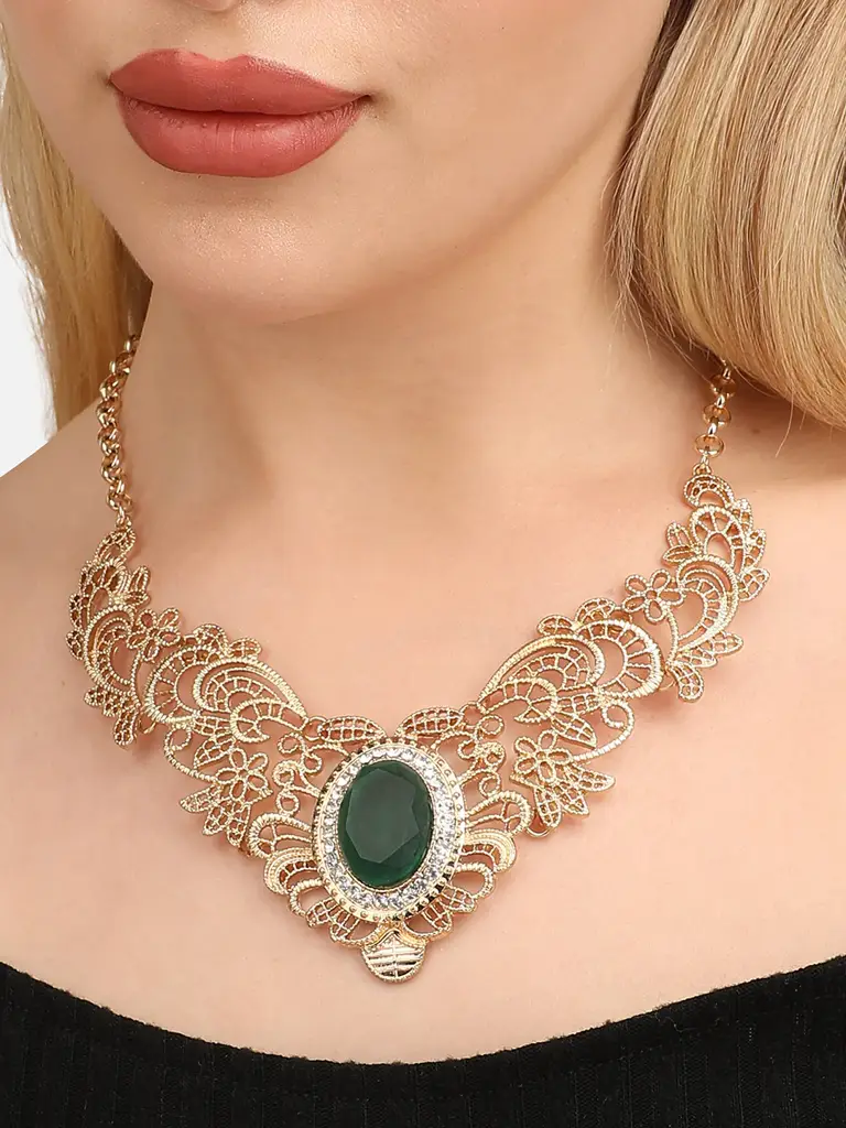 Daphne-Multicolour Designer Statement Stones Necklace : SOHNCK3494