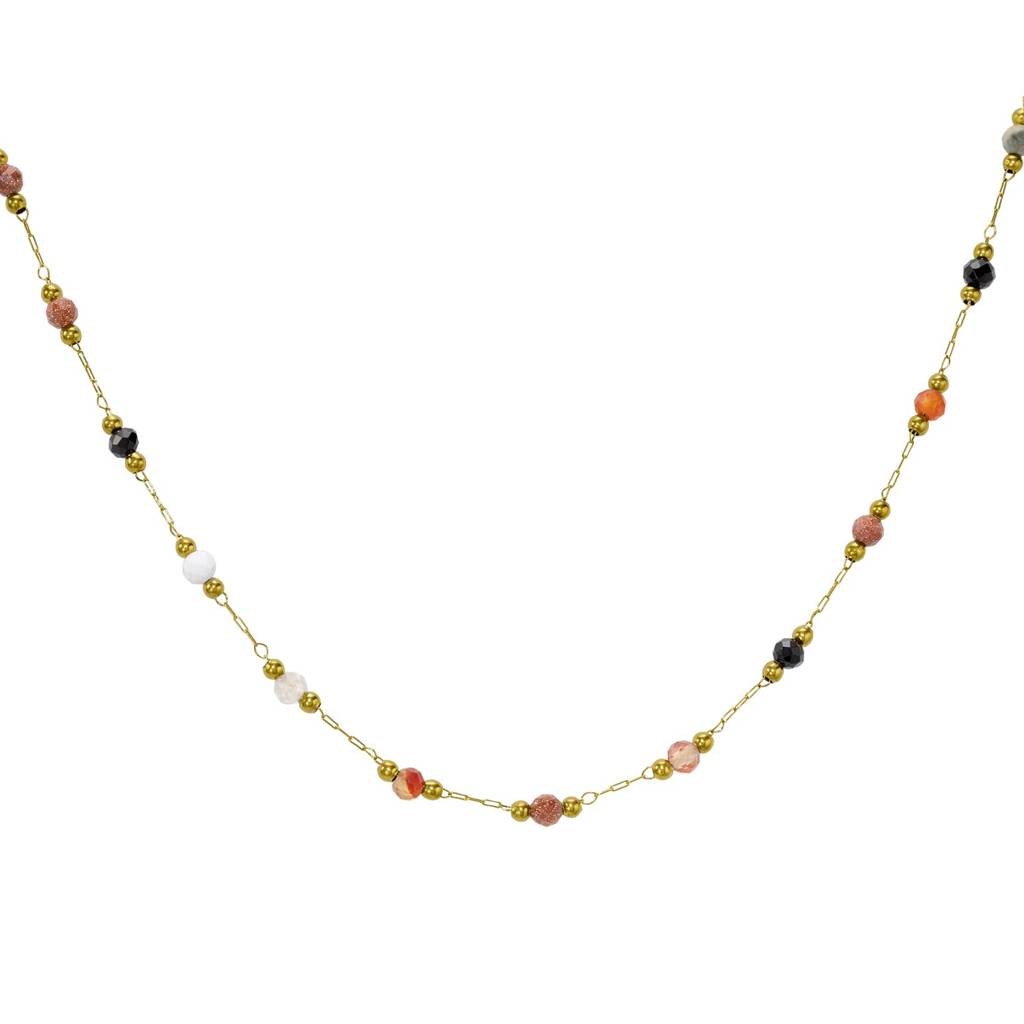 Gold Plated Antique Multicolor Chain Necklace For Women & Girls : PX9N271GML
