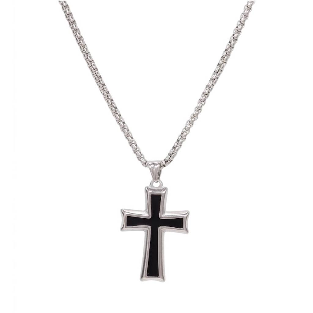 Fancy Cross Pendant Chain Necklace For Men Women Minimalist Unisex Fashion Stylish Design Jewellery Gift For Her : PX9CH168SBL