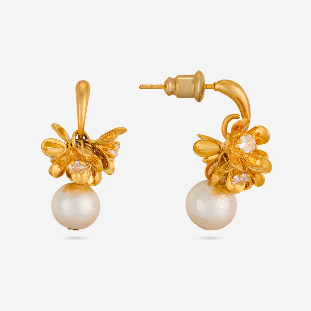 Pearl Gold - Plated Casual Wear Trendy Zircon Earring - 464544 : 464544