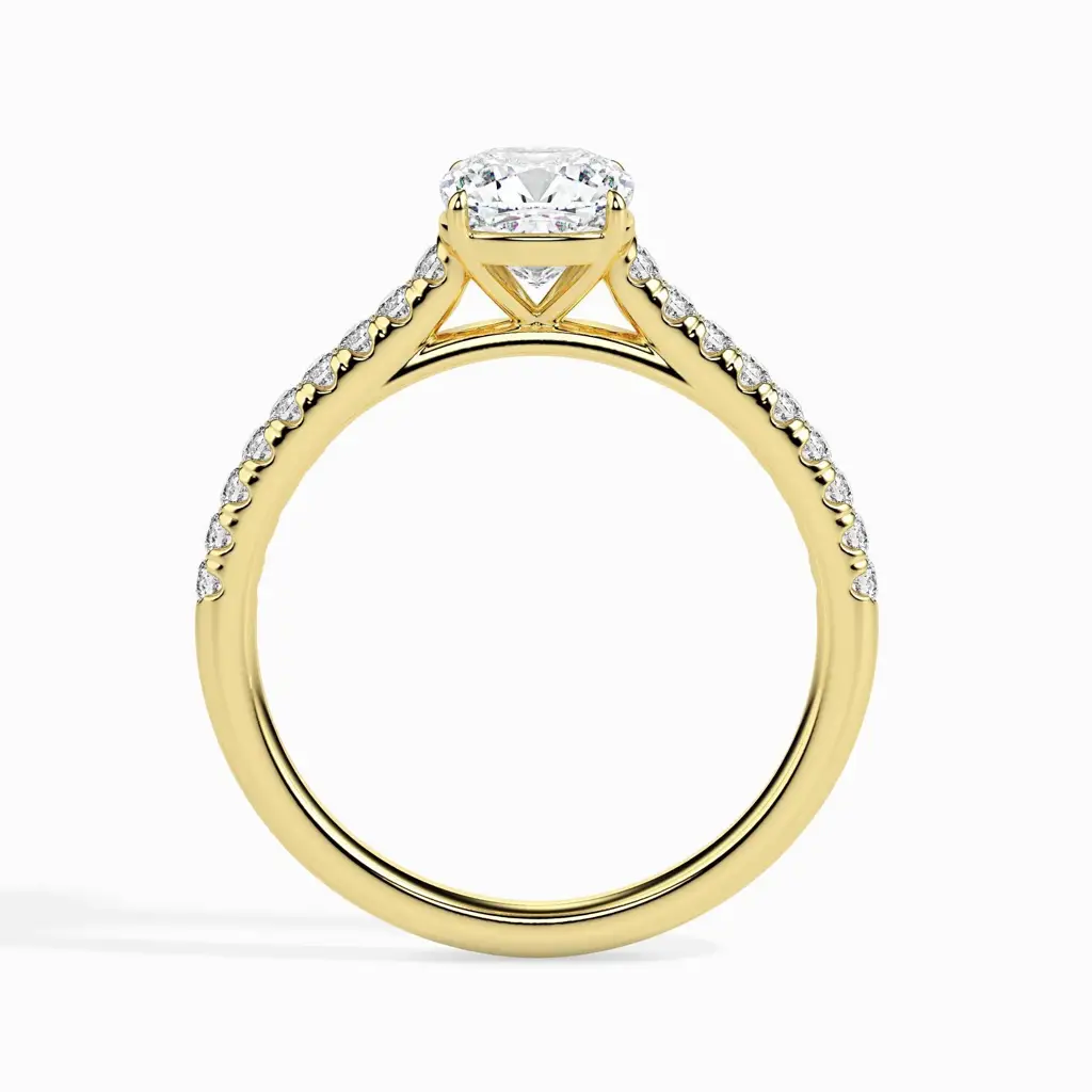 1 Carat Cushion Solitaire Ring In Diamond Band : 09kRoseZNR105F10