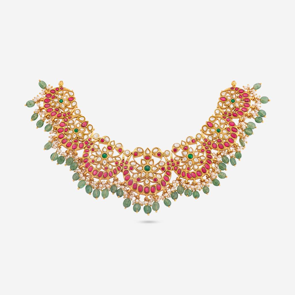 Ruby-Green Gold - Plated Bridesmaid Temple Necklace - 464827 : 464827