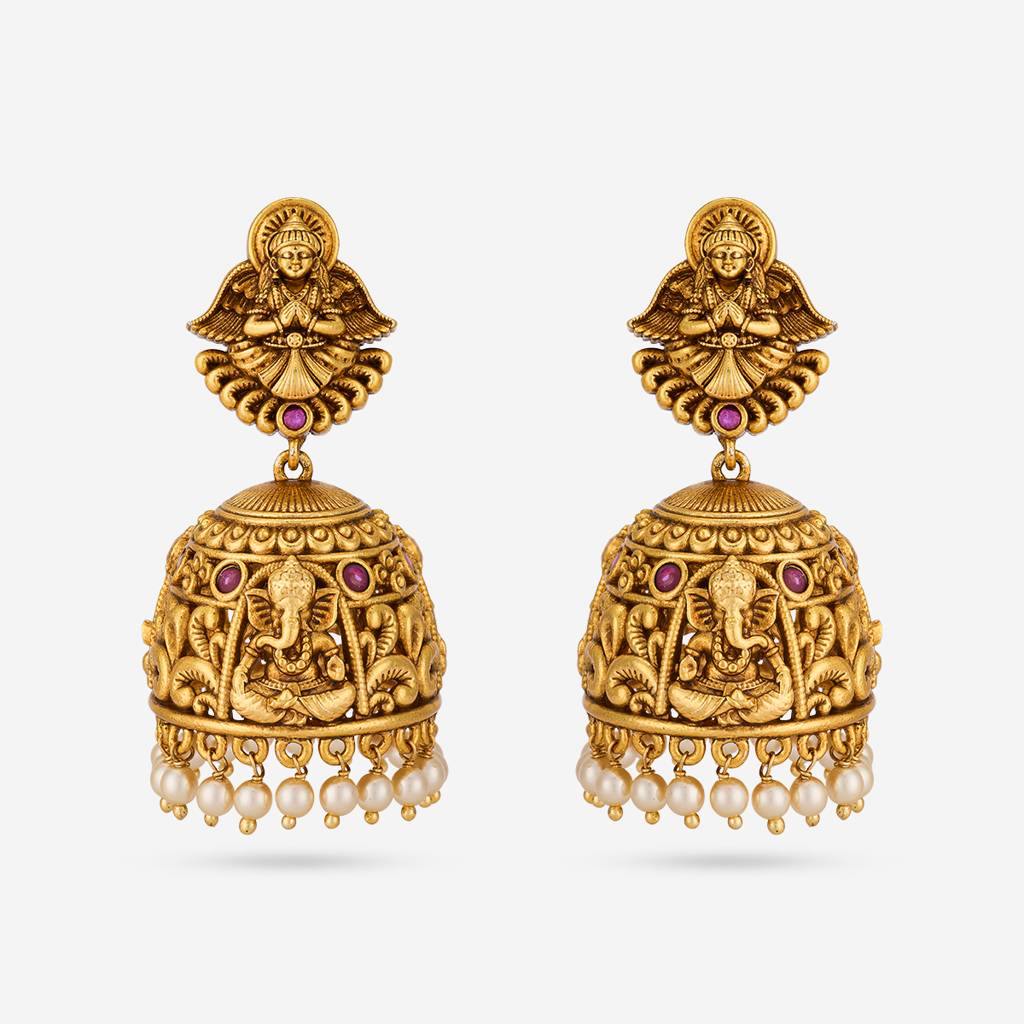 Ruby Gold - Plated Festive Antique Earring - 469978 : 469978