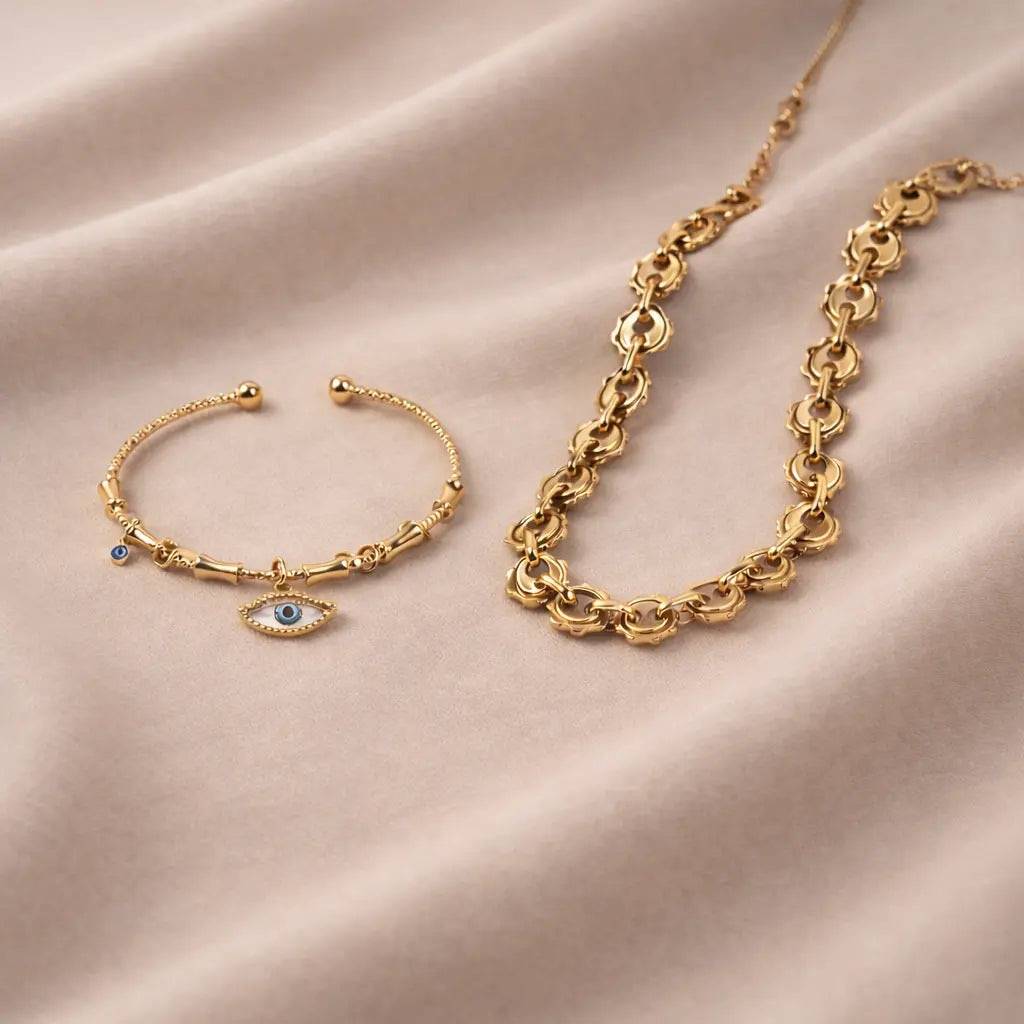 Celestial Guardian Bracelet And Necklace Combo : NBC-067-G-BU-1