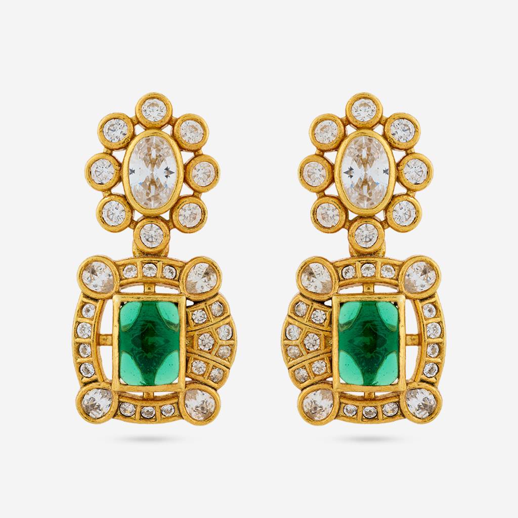 Green Gold - Plated Festive Temple Earring - 467471 : 467471