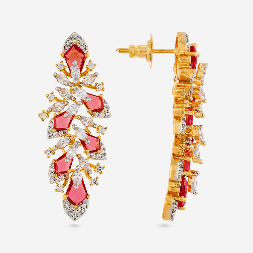 Rhodium-Gold - Plated Party Wear Zircon Earring - 457795 : 457795