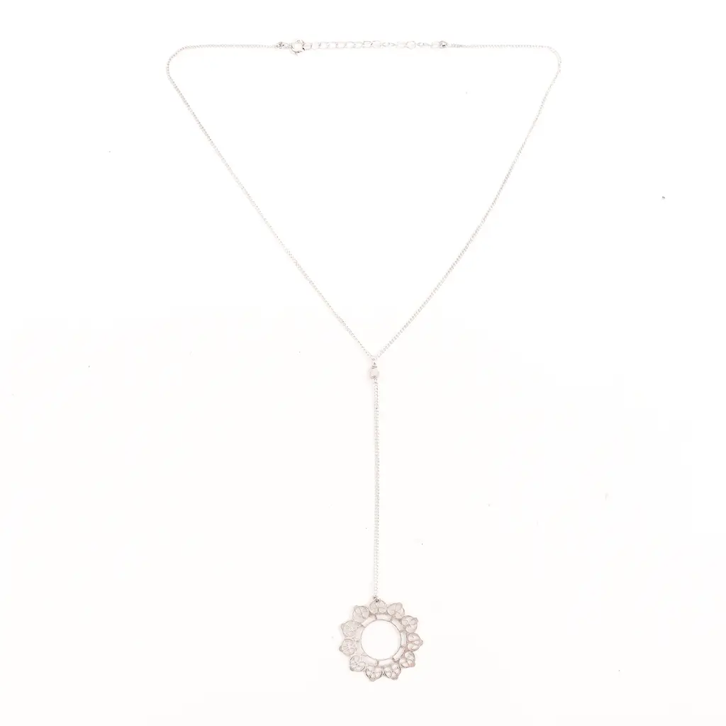 Silver Abstract Filigree Pendant Y Necklace : 94444183