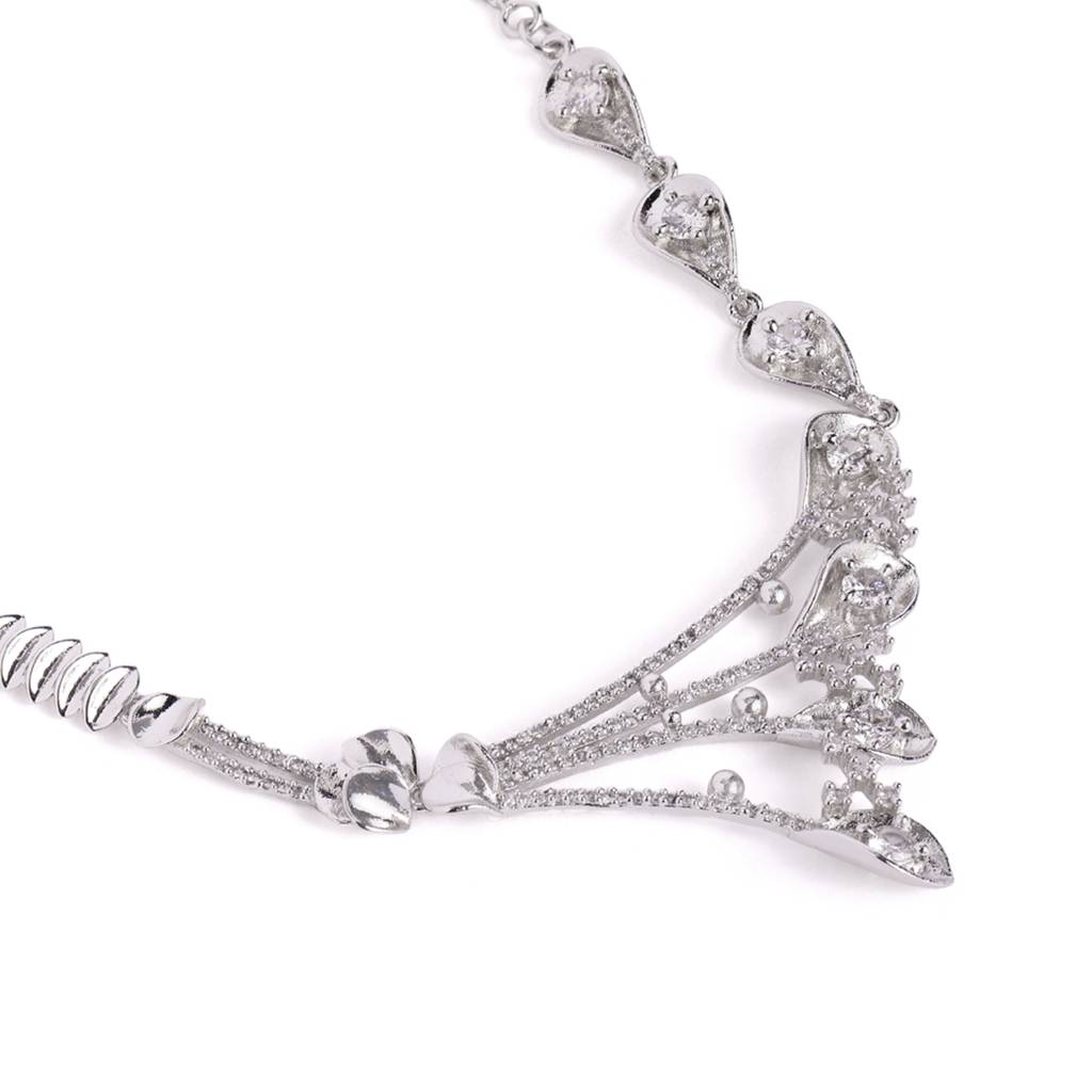 Cz Necklace Set Minimal Pendant Style Jewellery  For Women : AD-950-IRWE-NKER