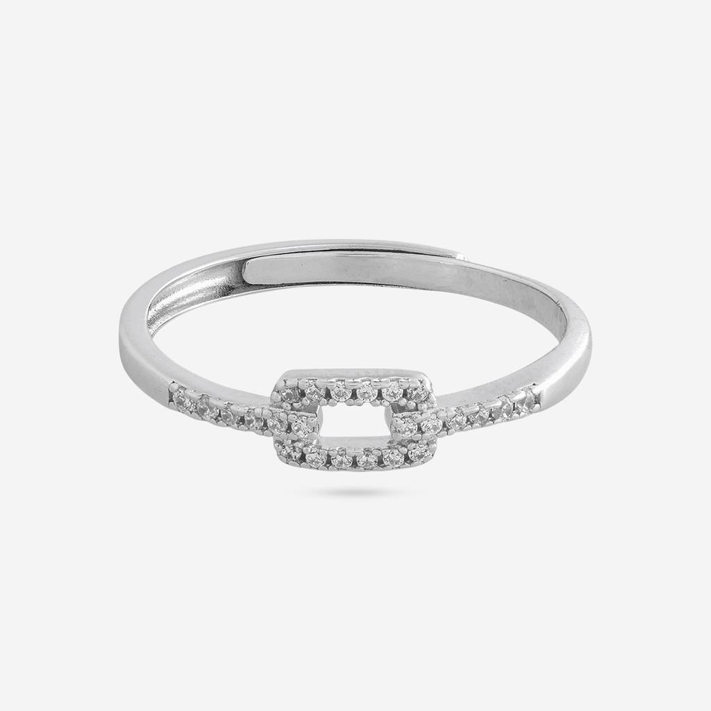 White Rodium Plated - Office Wear Silver Finger Ring - 466220 : 466220