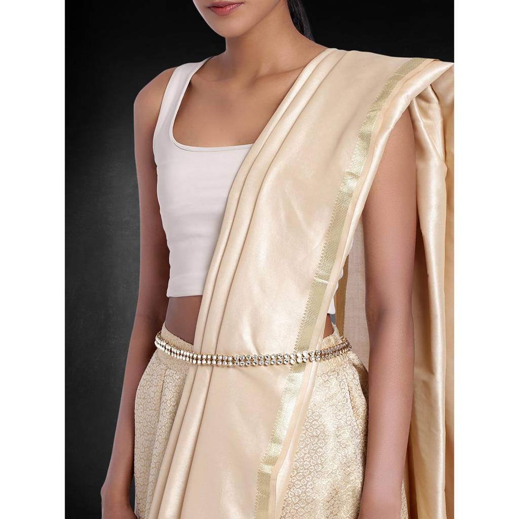 Combo Of Jodha Akbar Bridal Necklace Set With Adjustable Waist Belt Kamar Bandh Gift For Women : PF37BRBLP021W-PF37BCH016