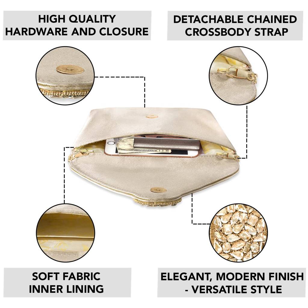 Clutch Women'S Purse Bridal Bag For Casual Detachable Strap Evening Sling Bag : C61CRM