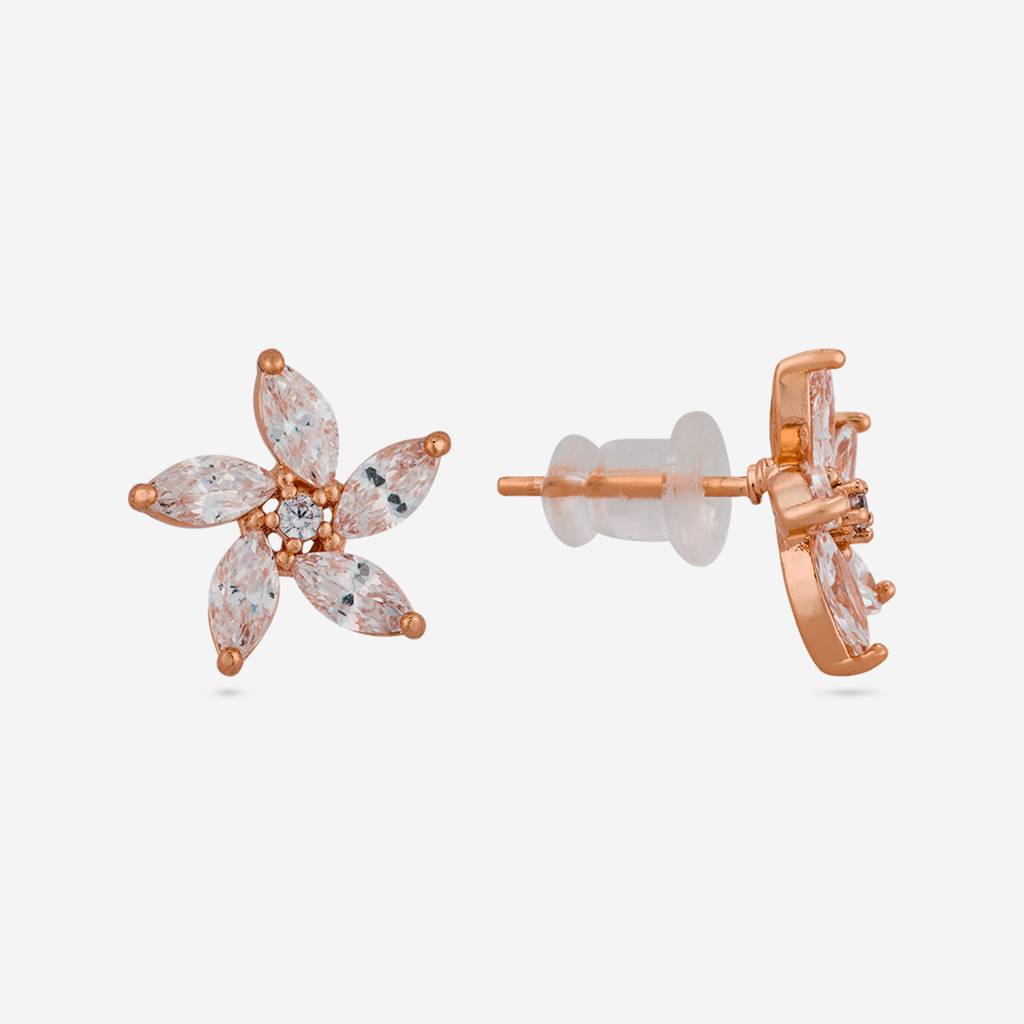 White - Plated Casual Wear Trendy Zircon Earring - 466985 : 466987