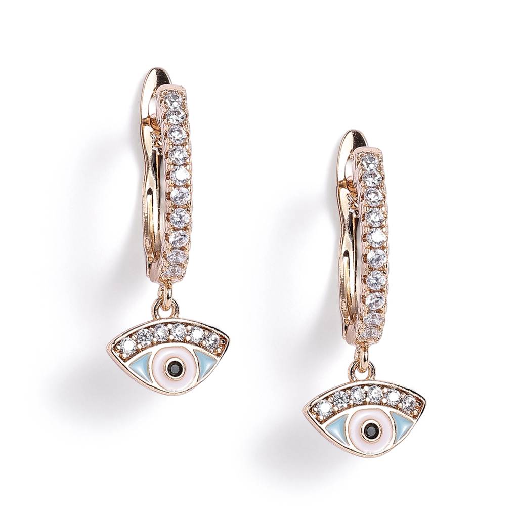 Evil Eye Hoop Drop Earrings For Women | Stylish Fashion Jewellery : CAD-082-IG-ER