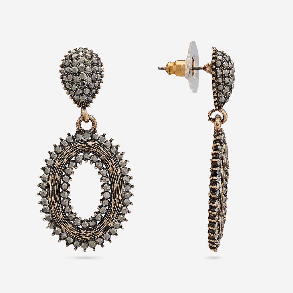 Grey Oxidised - Plated Casual Wear Trendy Earring - 450657 : 450658