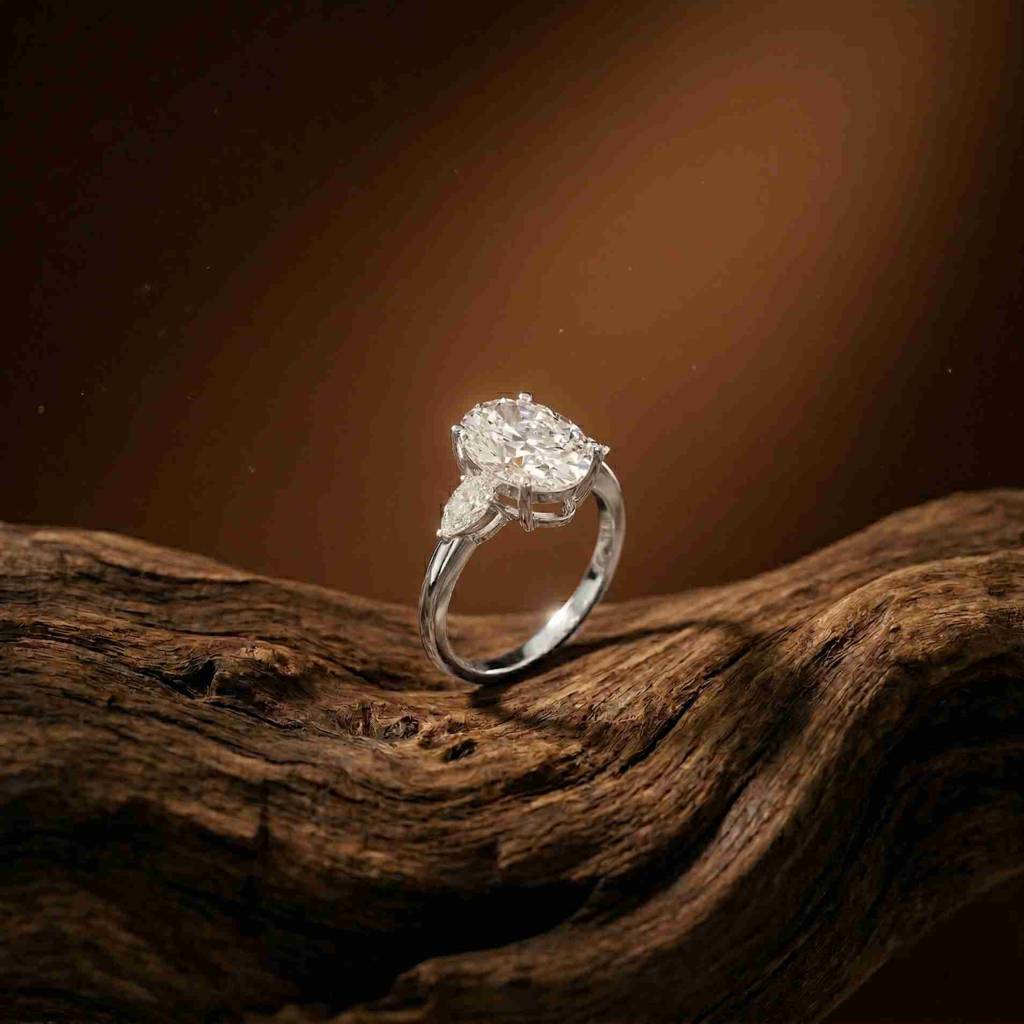 3.1Ct Moissanite Oval Cut Three-Stone Elegance Ring : ZLM-10133-10N