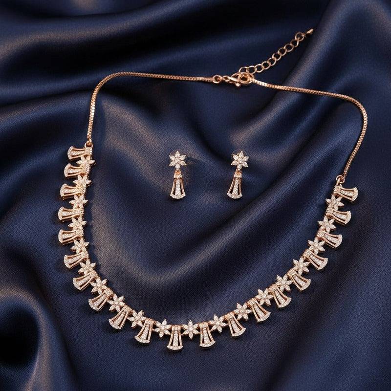 Dazzling Bell Shape Cz Necklace Set For Women|Perfect For Occasion Wear : AD-894-RGWENKER