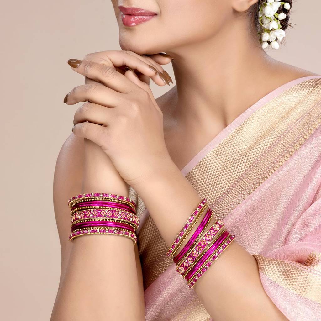 Metal Chuda Bangle Set Navratri Gift For Women Indian Traditional Ethnic Jewellery : PF51B40RP