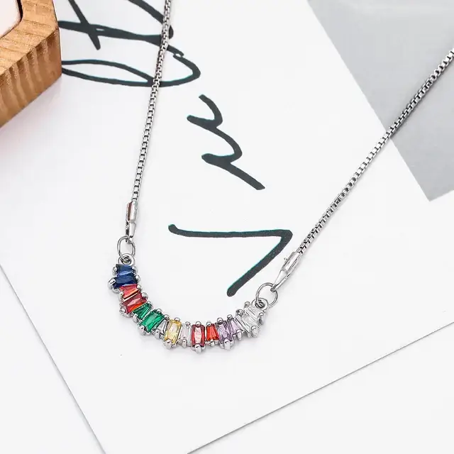 Gemstone Crescent Necklace : NS11712