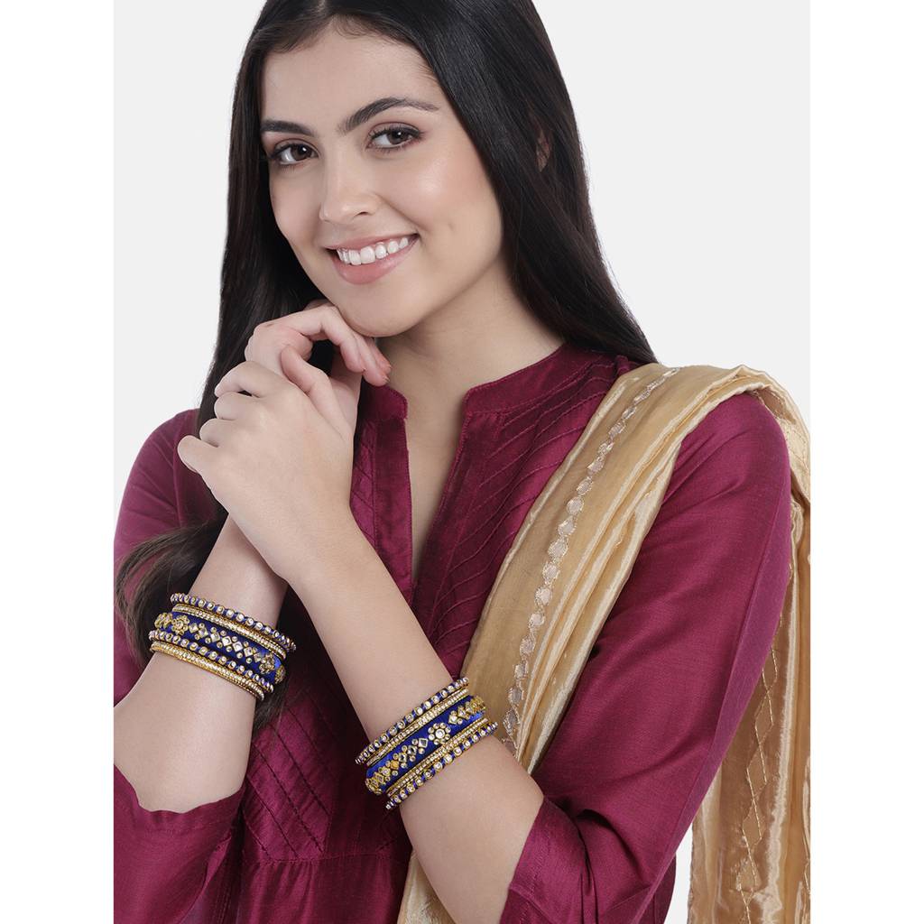 Peora Velvet Matching Fancy Silk Thread Chuda Bangle Set Navratri Gift For Women : PF51B46BW