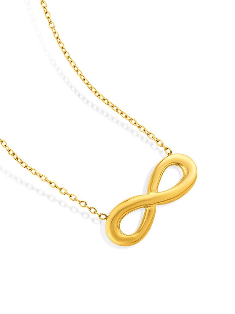 18K Gold Plated Golden Infinity Necklace Stainless Steel Waterproof & Anti-Tarnish : N39SJSS0G
