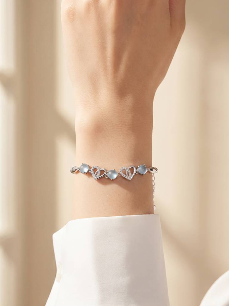 925 Silver Azure Heartbeam Bracelet For Women : BR-82