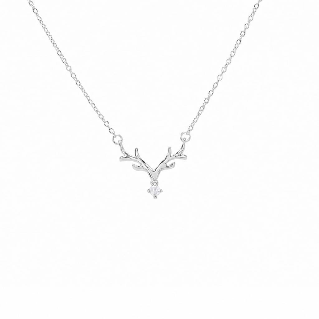 Rose Gold Plated Deer Antler Pendant Chain Necklace For Women : PX9CH161S