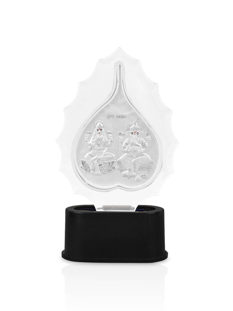 999 Silver Laxmi Ganesh Idol Stand : AMGFT186
