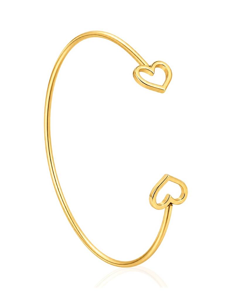 18K Gold Plated Stainless Steel Waterproof & Anti-Tarnish Golden Heart Cuff : B82ASSS0G