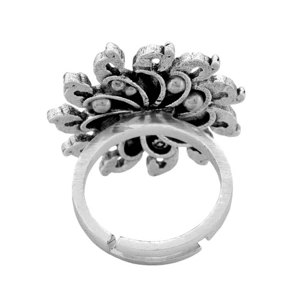 Qasbah Neelkanth Oxidised Two Tone Ring : 8905124541762