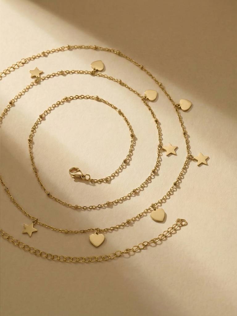 Delicate Star Heart Dangle Waist Chain For Women - Waterproof & Anti-Tarnish : W0014