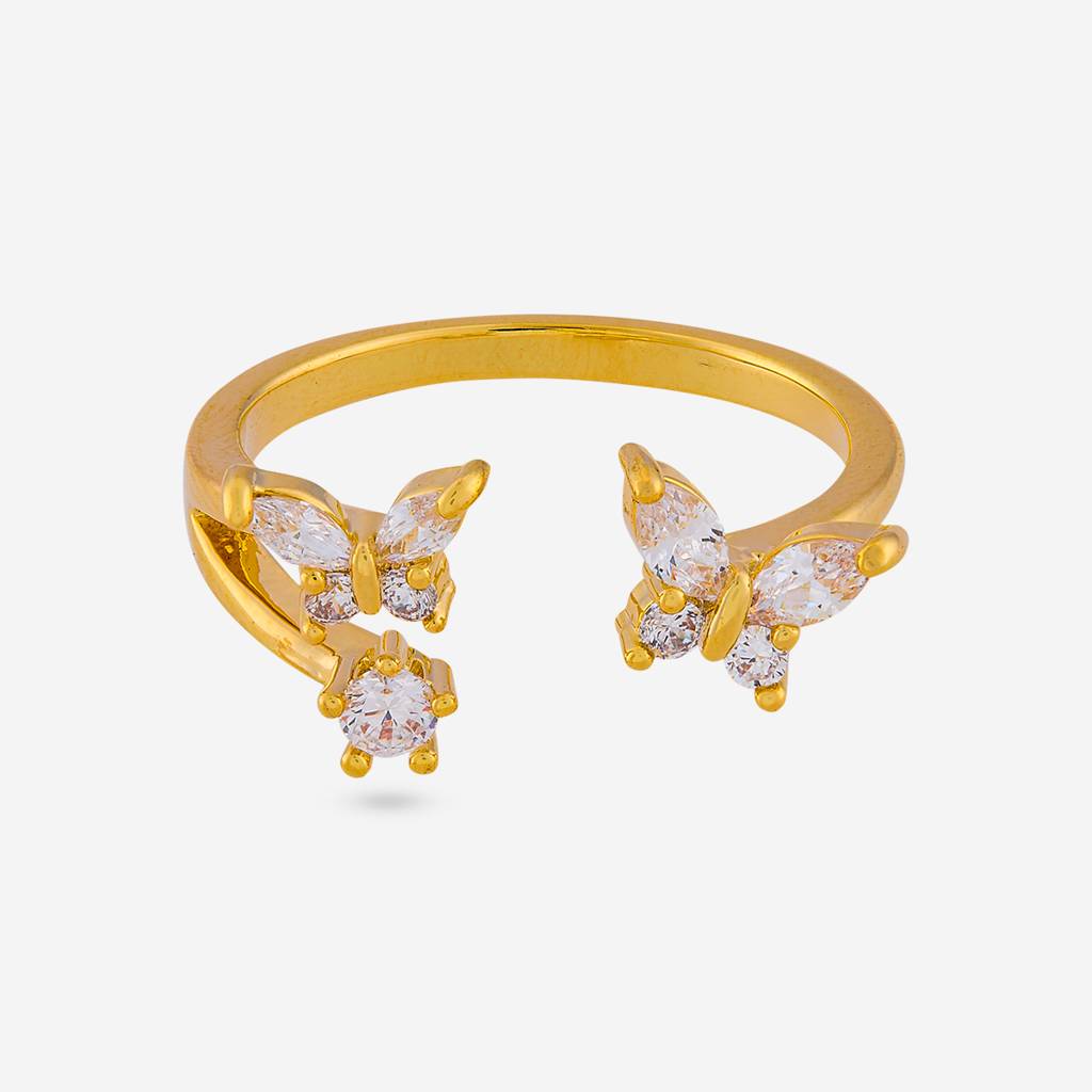 White -Gold Plated Party Wear Trendy Zircon Finger Ring - 476447 : 476447