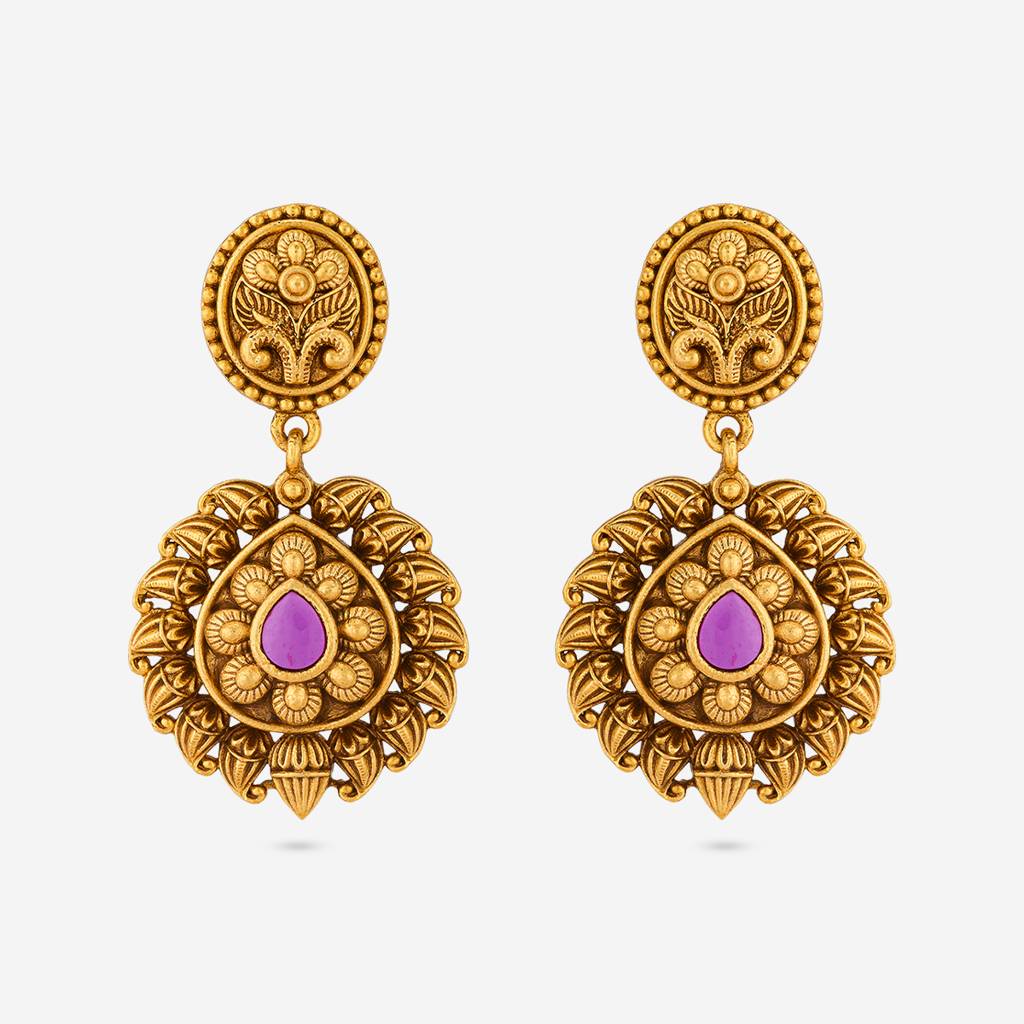 Ruby Gold - Plated Festive Antique Earring - 469983 : 469983