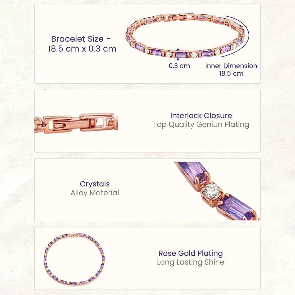 Purple Openable Bracelet For Women & Girls | Rose Gold Plated | Crystals Studded | Festive Stylish Design Jeweller : PX9B230CP