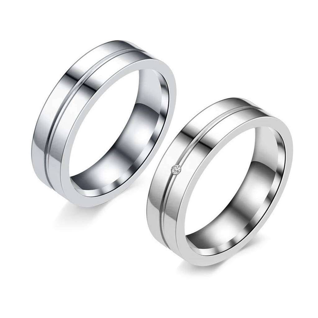Silver Plated Fancy Couple Band Finger Ring Jewellery For Men & Women(Men - Us 9, Women - Us 7) : PFCCR49S