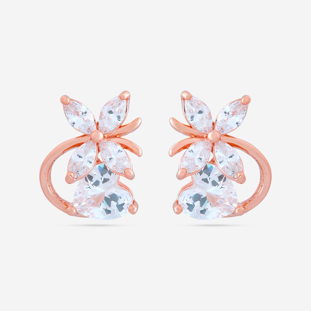 White - Plated Casual Wear Trendy Zircon Earring - 467003 : 467005