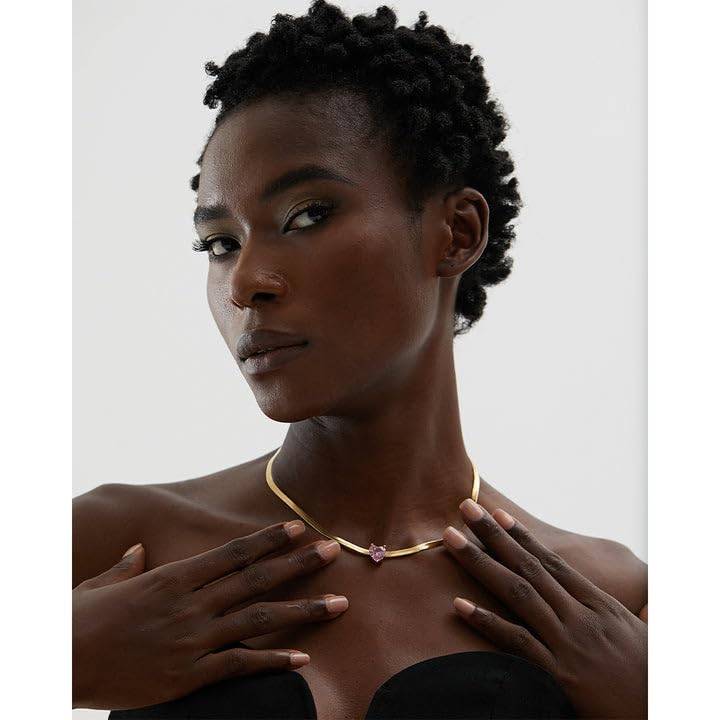 Elina Heart Charm Chain Necklace - Gold-Rose | 18K Gold Plated | Waterproof, Hypoallergenic & Anti-Tarnish : DSVDJY05250090