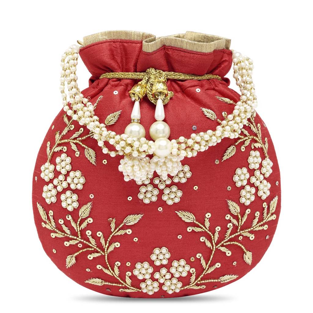 Rani Potli Bags For Women Evening Bag Clutch Ethnic Bride Purse With Drawstring (P86Rp) : P86R