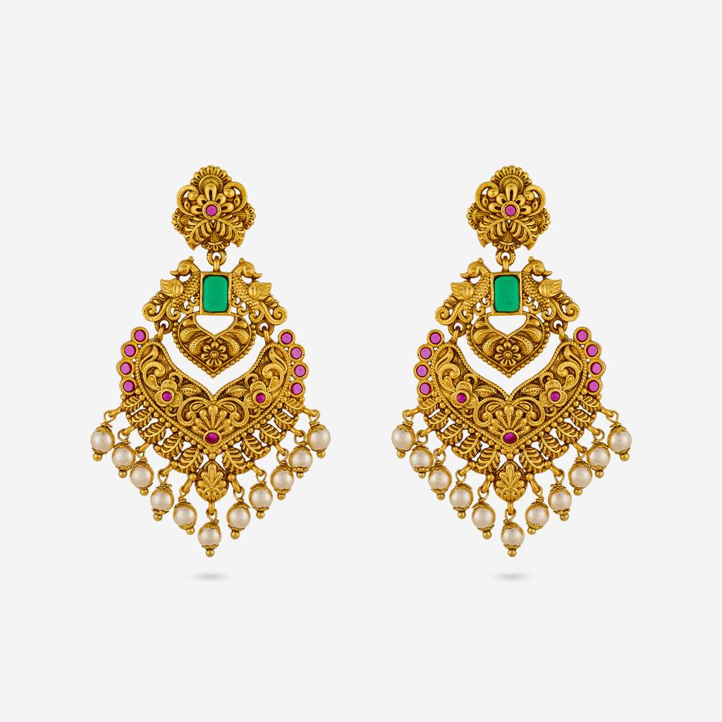 Ruby-Green Gold - Plated Bridesmaid Antique Earring - 453876 : 453876