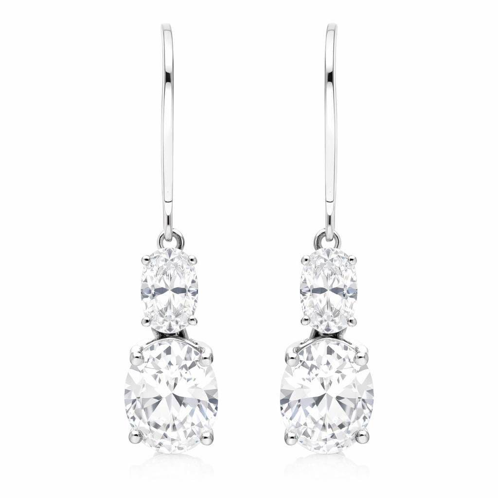 925 Silver Cz Drop Earrings Elegant Dangle : SE_000957