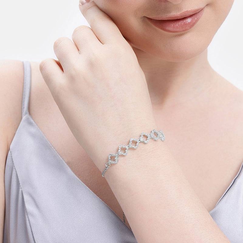 Sleek Clover Chain Bracelet | Cz For Everyday Glam : AD-164-IRWEBR