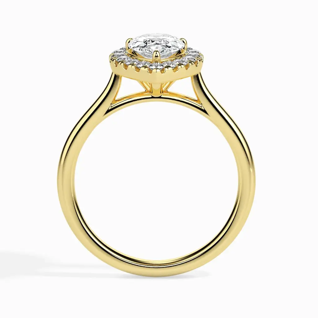 1 Carat Pear Solitaire Ring With Halo : 14kYellowZNR144F10