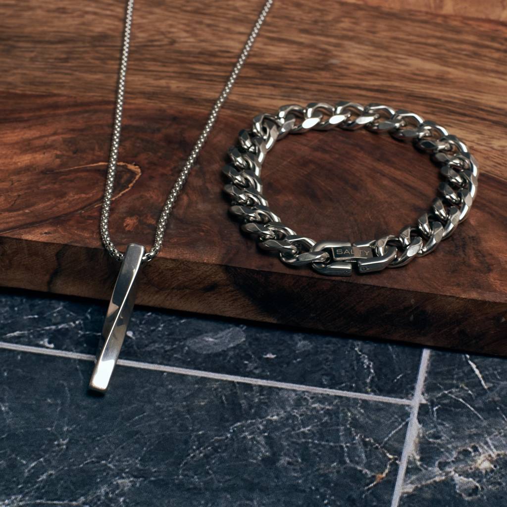 Torque Bar Pendant And Curb Chain Set : ALPHA-COMBO-10