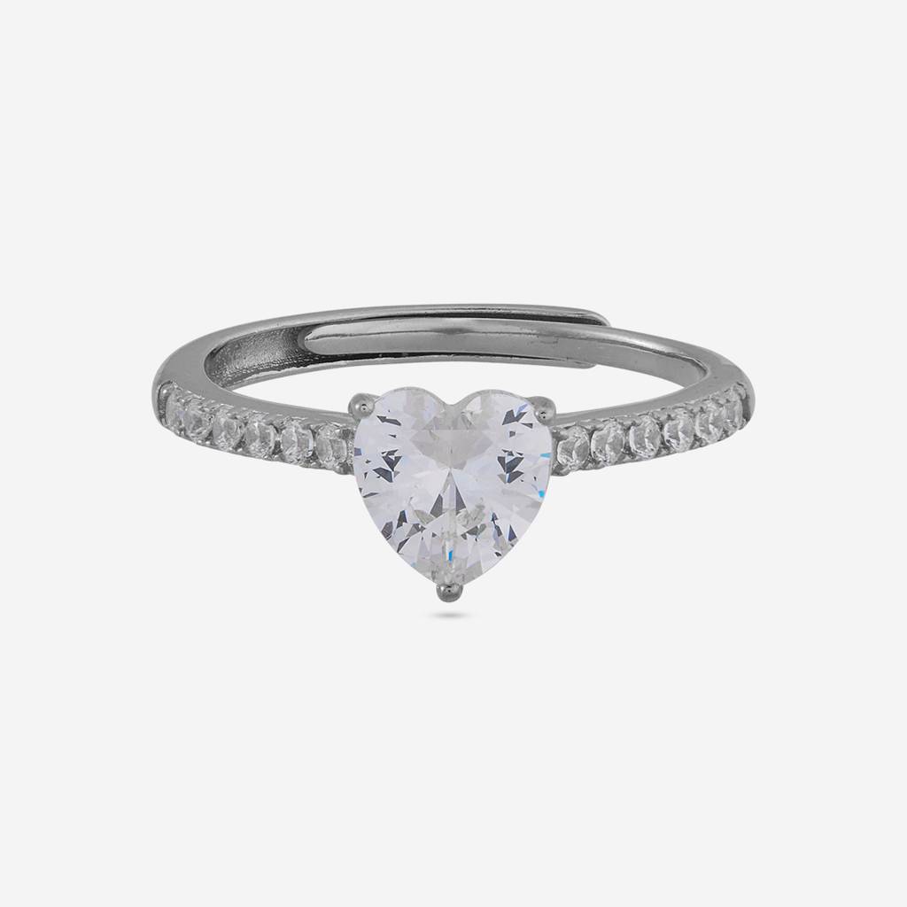 White - Plated Office Wear Silver Finger Ring - 473309 : 473310