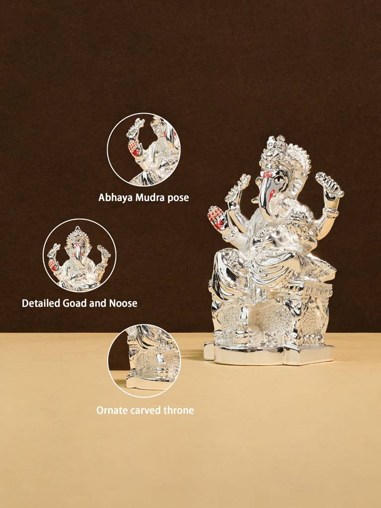 Pure 999 Silver Plated Ganesha Idol : FIGFT410