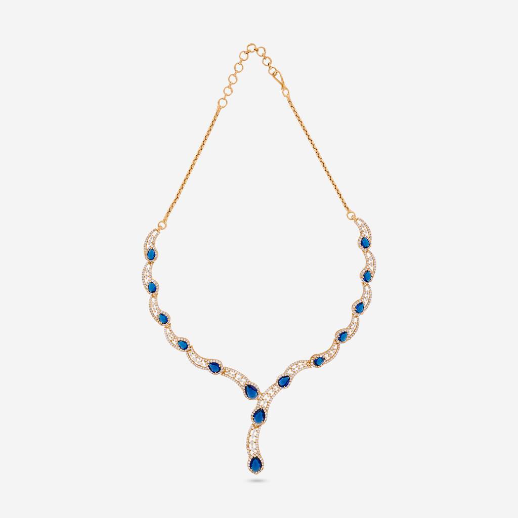 Gold-Rose - Plated Party Wear Zircon Necklace - 469485 : 469485