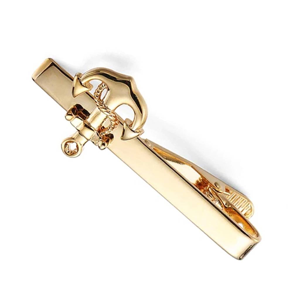 Gold Plated Anchor Style Tie Pin For Men Business Formal Accessories Corporate Gift : PX9T13G