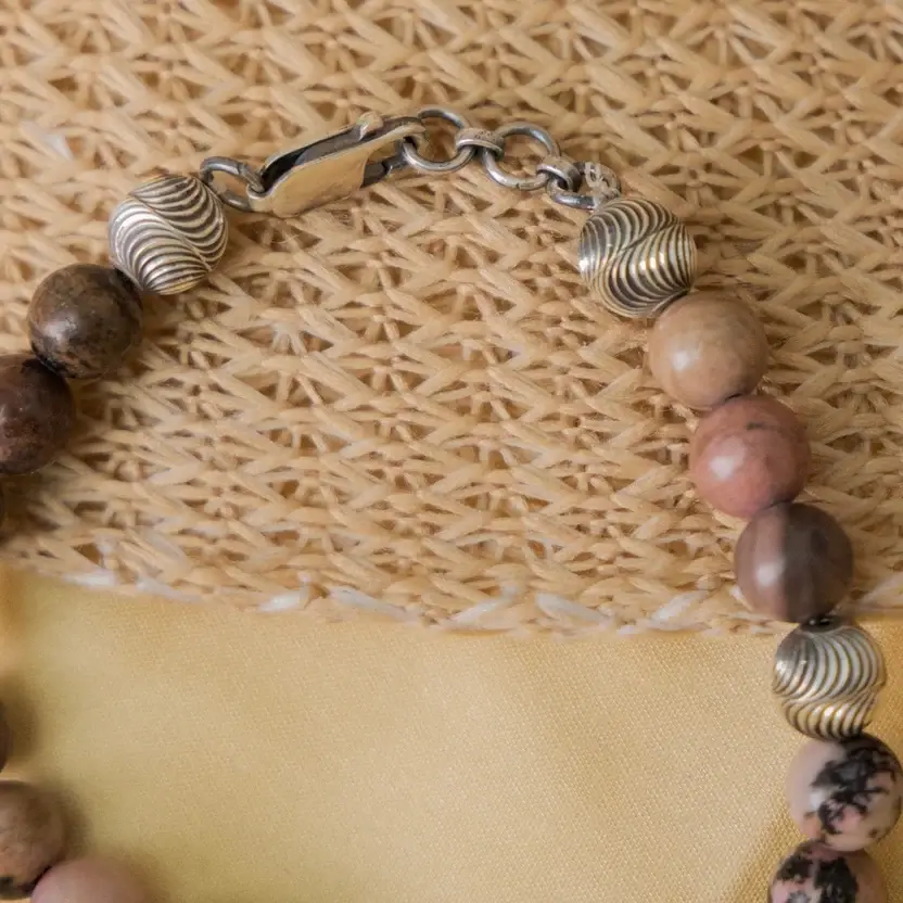 Rhodonite Silver Bracelet : ZV-BRC-NAT-009