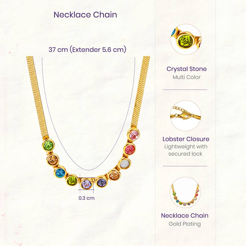 Multi-Color Crystal Studded Gold Plated Fancy Necklace Jewellery For Women & Girls : PX9N266GML
